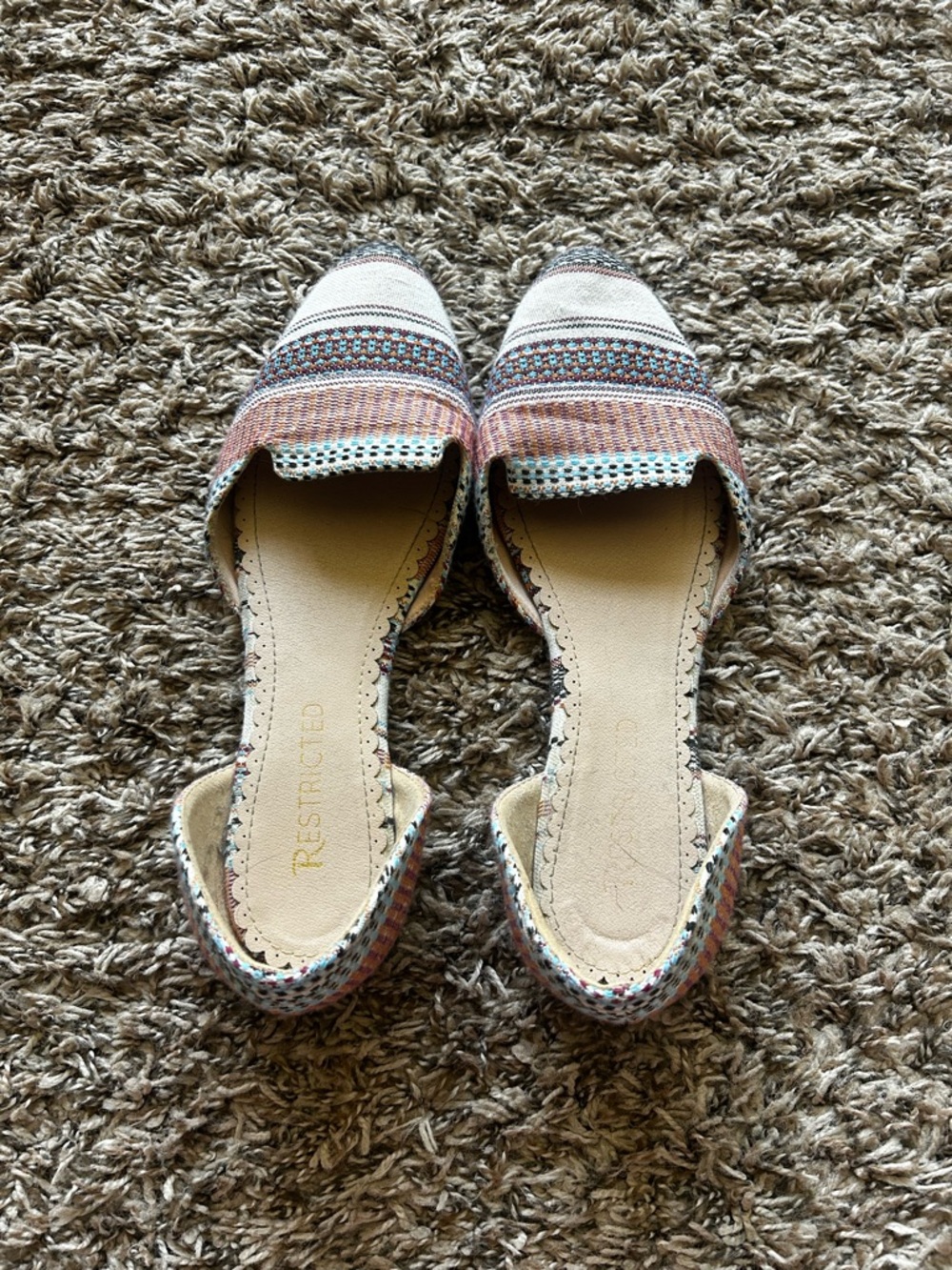 Restricted Multicolor Striped D'Orsay Flats